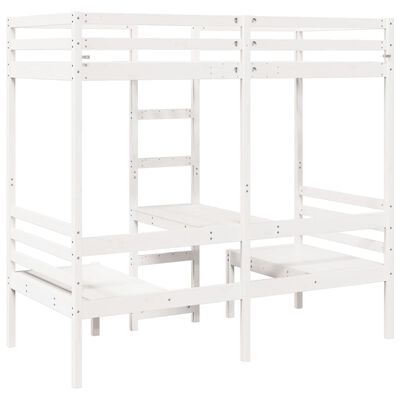 vidaXL Lit mezzanine avec bureau et chaises blanc 75x190 cm pin massif