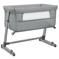 vidaXL Lit pour bébé avec matelas Gris clair Tissu de lin