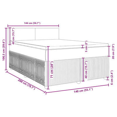 vidaXL Sommier à lattes de lit avec matelas Marron foncé 140x200 cm