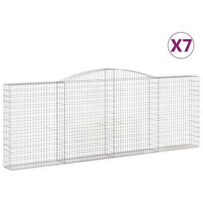 vidaXL Paniers à gabions arqués 7 pcs 400x30x140/160 cm Fer galvanisé