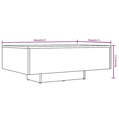 vidaXL Table basse Chêne fumé 85x55x31 cm Bois d'ingénierie