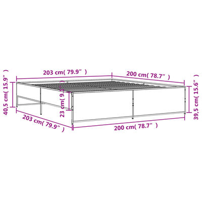 vidaXL Cadre de lit sonoma gris 200x200 cm bois d'ingénierie et métal