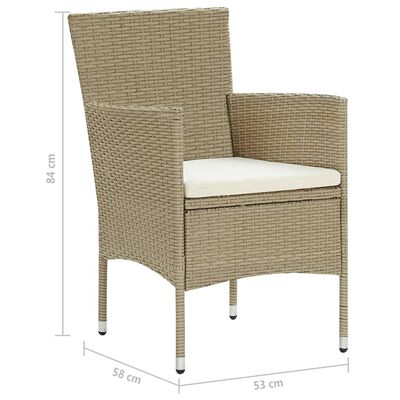 vidaXL Ensemble de salle à manger de jardin 3 pcs Beige