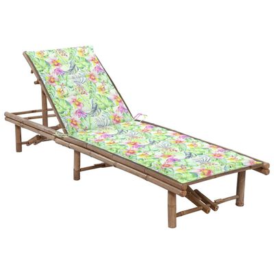 vidaXL Chaise longue de jardin avec coussin Bambou