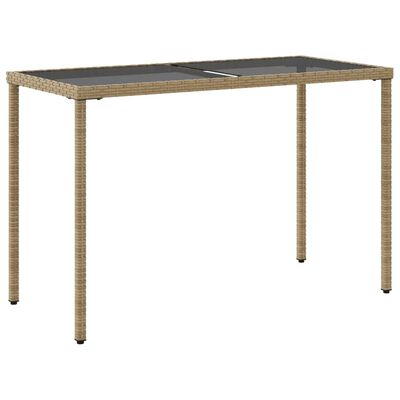 vidaXL Table de jardin dessus en verre beige 115x54x74 cm poly rotin