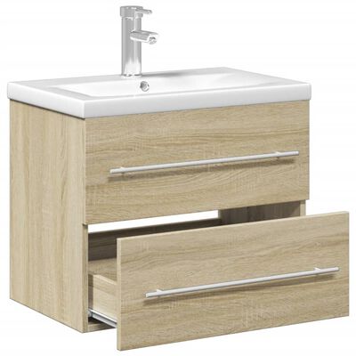 vidaXL Armoire lavabo de salle de bain et bassin intégré chêne sonoma