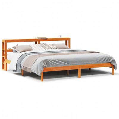 vidaXL Cadre de lit et tête de lit sans matelas cire marron 200x200 cm