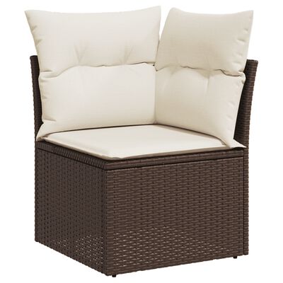 vidaXL Salon de jardin avec coussins 5 pcs marron résine tressée