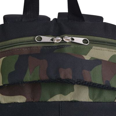 vidaXL Sac à dos d'école 40 L noir et camouflage