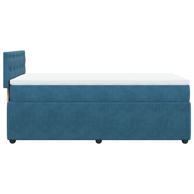 vidaXL Sommier à lattes de lit avec matelas bleu 90x190 cm velours