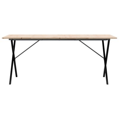 vidaXL Table à manger cadre en X 180x90x75 cm bois de pin massif fonte