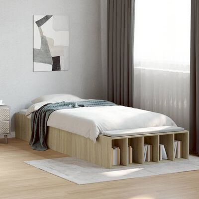 vidaXL Cadre de lit chêne sonoma 75x190 cm bois d'ingénierie