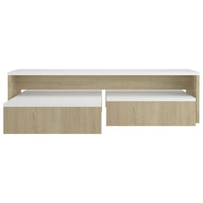 vidaXL Ensemble de tables basses gigognes Blanc chêne 100x100x26,5 cm