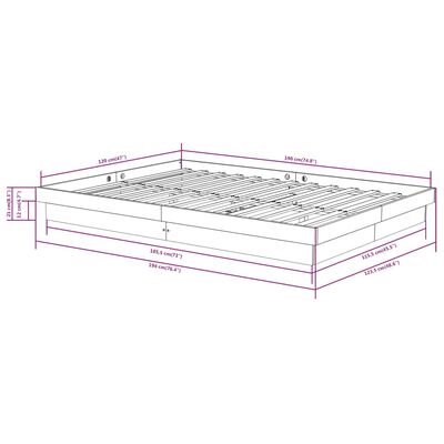 vidaXL Cadre de lit Noir Bois massif 120x190 cm Petit double