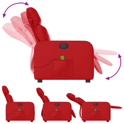 vidaXL Fauteuil de massage inclinable électrique rouge similicuir