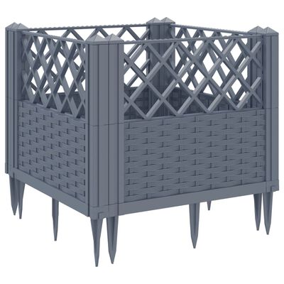 vidaXL Jardinière avec piquets gris 43,5x43,5x43,5 cm PP