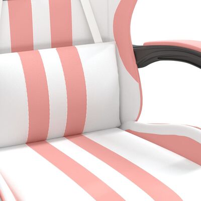 vidaXL Chaise de jeu pivotante et repose-pied Blanc et rose Similicuir