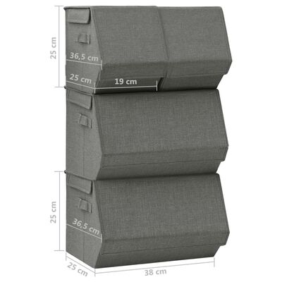 vidaXL Boîtes de rangement empilables 4 pcs Tissu Anthracite