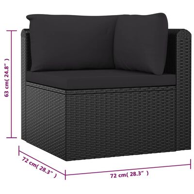 vidaXL Salon de jardin 10 pcs avec coussins Résine tressée Noir