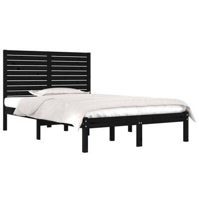 vidaXL Cadre de lit sans matelas noir 140x190 cm bois massif