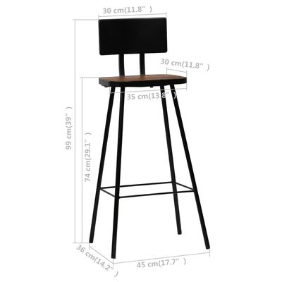 vidaXL Mobilier de bar 3 pcs Bois de récupération massif