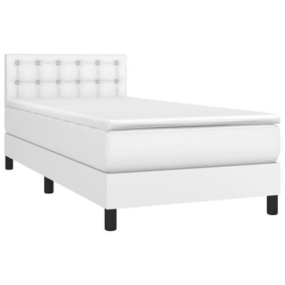 vidaXL Sommier à lattes de lit avec matelas Blanc 90x200 cm Similicuir