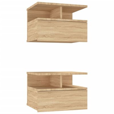 vidaXL Tables de chevet flottantes 2 pcs Chêne sonoma Bois ingénierie