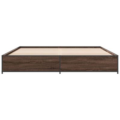 vidaXL Cadre de lit chêne marron 180x200 cm bois d'ingénierie et métal