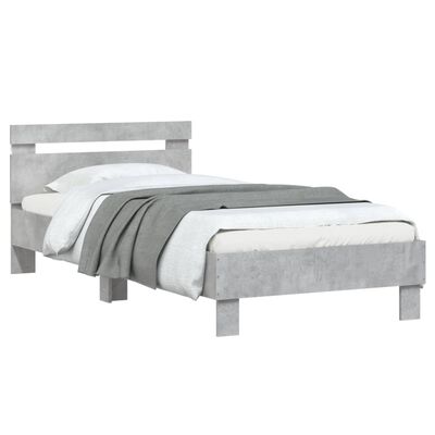 vidaXL Cadre de lit sans matelas avec lumières LED gris béton 90x190cm