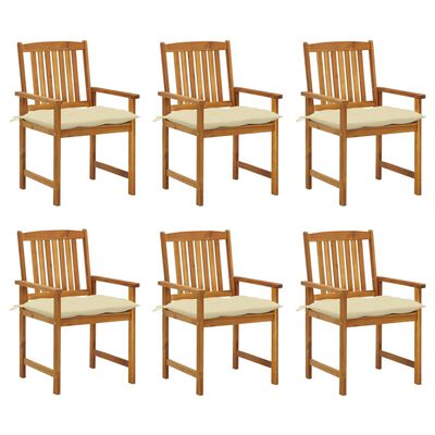 vidaXL Chaises de jardin avec coussins lot de 6 Bois d'acacia massif