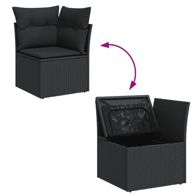 vidaXL Salon de jardin 11 pcs avec coussins noir résine tressée