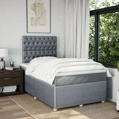 vidaXL Sommier à lattes de lit et matelas gris clair 120x190 cm tissu