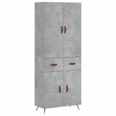 vidaXL Buffet haut Gris béton 69,5x34x180 cm Bois d'ingénierie