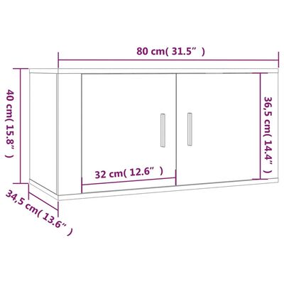 vidaXL Meubles TV muraux 2 pcs chêne fumé 80x34,5x40 cm