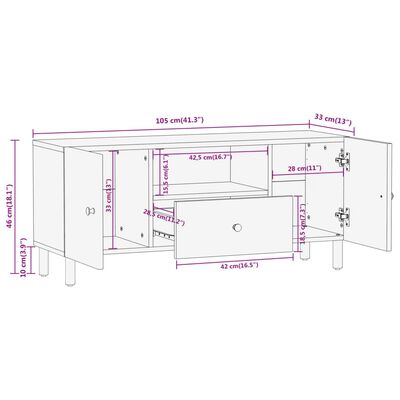 vidaXL Meuble TV 105x33x46 cm Bois massif de manguier