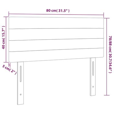 vidaXL Tête de lit Gris clair 80x5x78/88 cm Velours