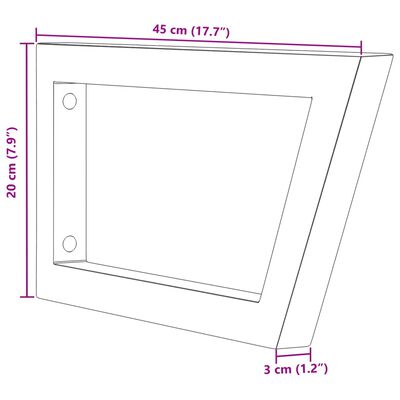 vidaXL Supports d'étagères pour lavabo 2 pcs blanc trapèze acier