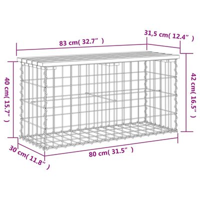 vidaXL Banc jardin design gabion 83x31,5x42 cm bois massif de douglas