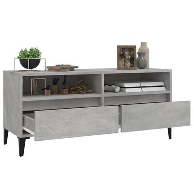 vidaXL Meuble TV gris béton 100x34,5x44,5 cm bois d'ingénierie