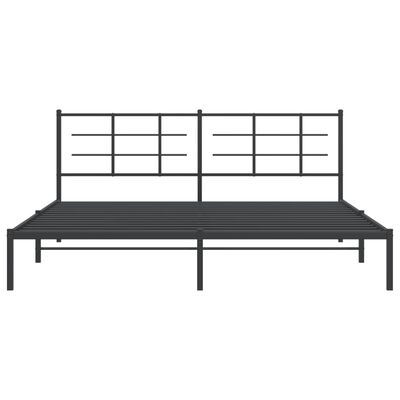 vidaXL Cadre de lit métal sans matelas avec tête de lit noir 200x200cm