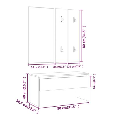 vidaXL Ensemble de meubles de couloir Chêne Sonoma Bois d'ingénierie