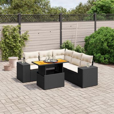 vidaXL Salon de jardin 6 pcs avec coussins noir résine tressée