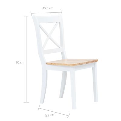 vidaXL Chaises à manger lot de 6 blanc et bois clair bois hévéa massif