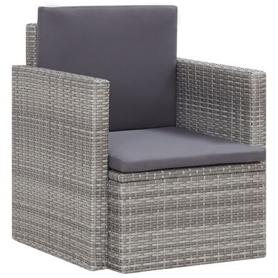 vidaXL Chaise de jardin avec coussins Résine tressée Gris