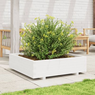 vidaXL Jardinière blanc 90x90x26,5 cm bois de pin massif