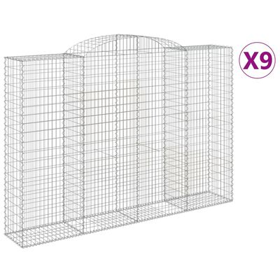 vidaXL Paniers à gabions arqués 9 pcs 300x50x200/220 cm Fer galvanisé