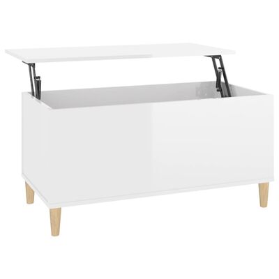 vidaXL Table basse Blanc brillant 90x44,5x45 cm Bois d'ingénierie