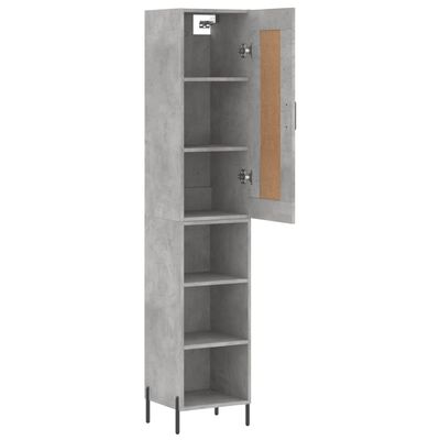 vidaXL Buffet haut Gris béton 34,5x34x180 cm Bois d'ingénierie