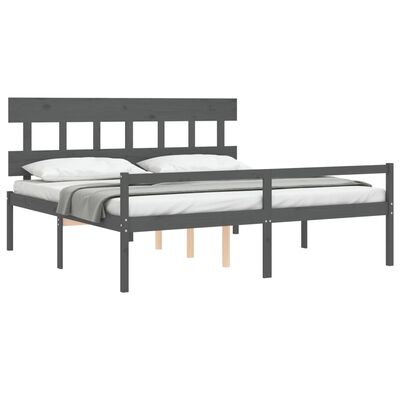 vidaXL Lit pour personne âgée tête de lit gris 200x200 cm bois massif