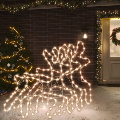 vidaXL Rennes de Noël avec LED 3 pcs Blanc chaud 57x55x4,5 cm